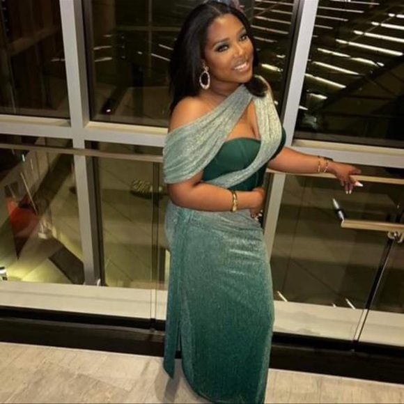 JLUXLABEL Celestina Draped Maxi Dress-Green - Picture 1 of 6